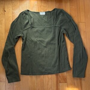 T.La Forest Green Long Sleeve Top (Anthropologie)